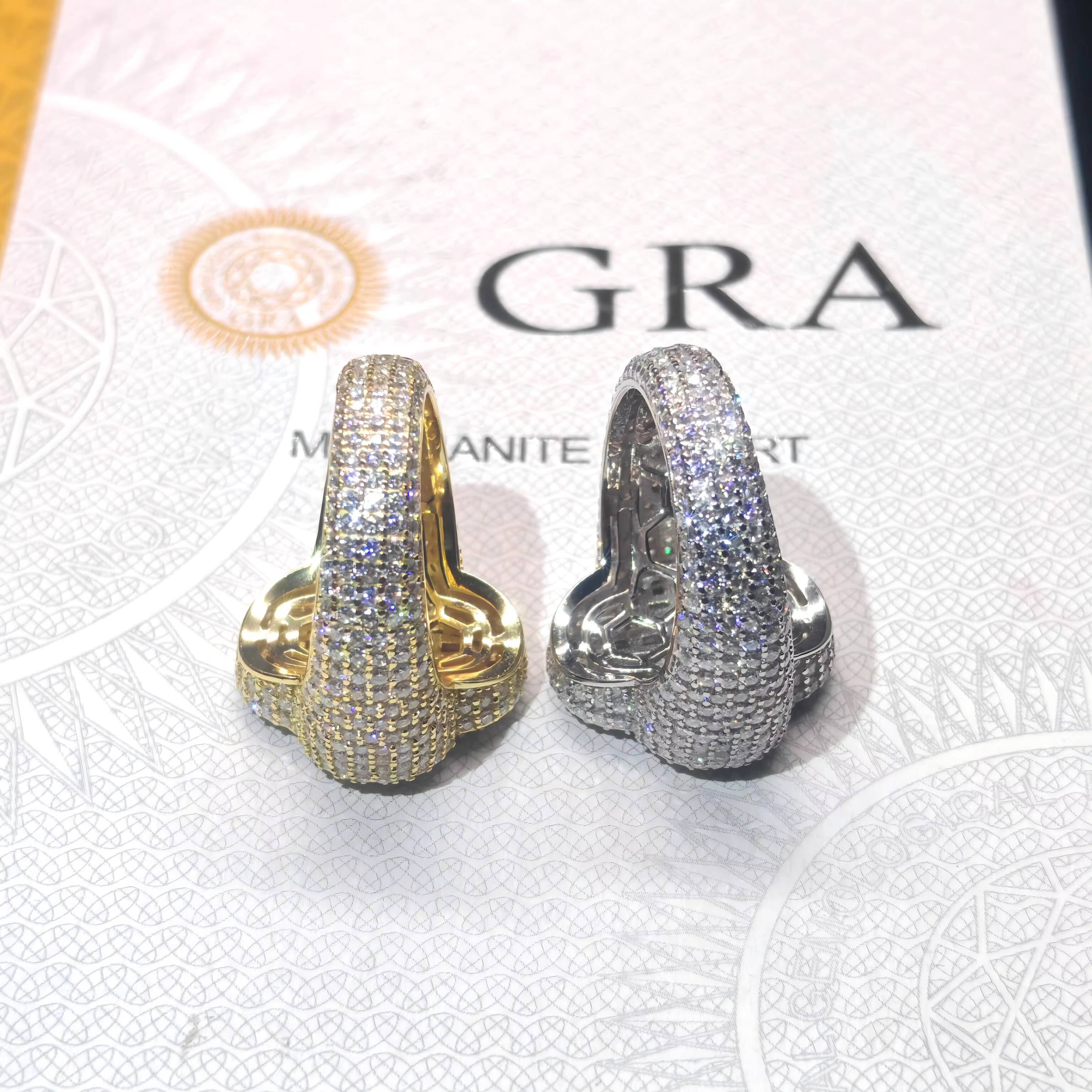 New Arrival USA Pass Test Moissanite Diamond Hip Hop Ring Iced Out Ring 925 Silver HIPHOP Moissanite Ring for Men