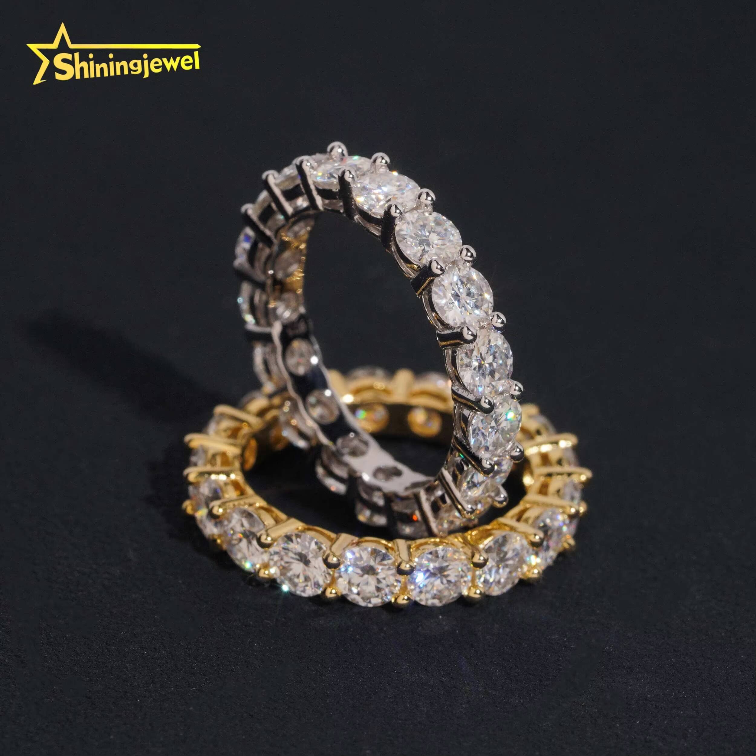 Fancy Jewelry Diamond Ring 925 Sterling Silver Hip Hop Moissanite Stacking Rings Couple Love Rings