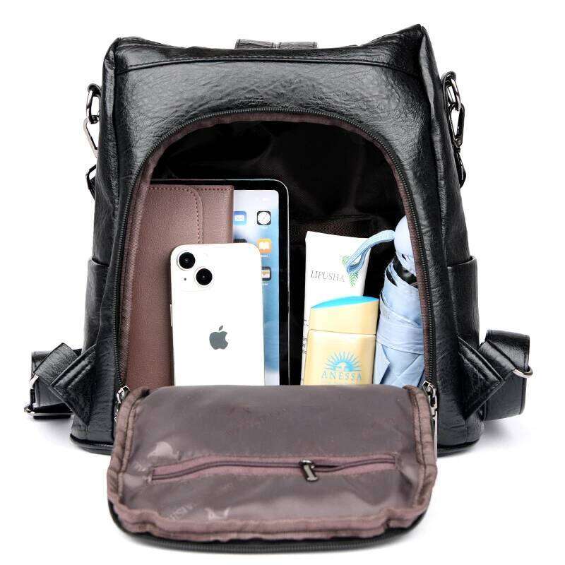 2024 New Women's Anti theft Backpack Large Capacity Female Single Shoulder Bag High Quality Soft Leather School Student Bookpack Z260204
