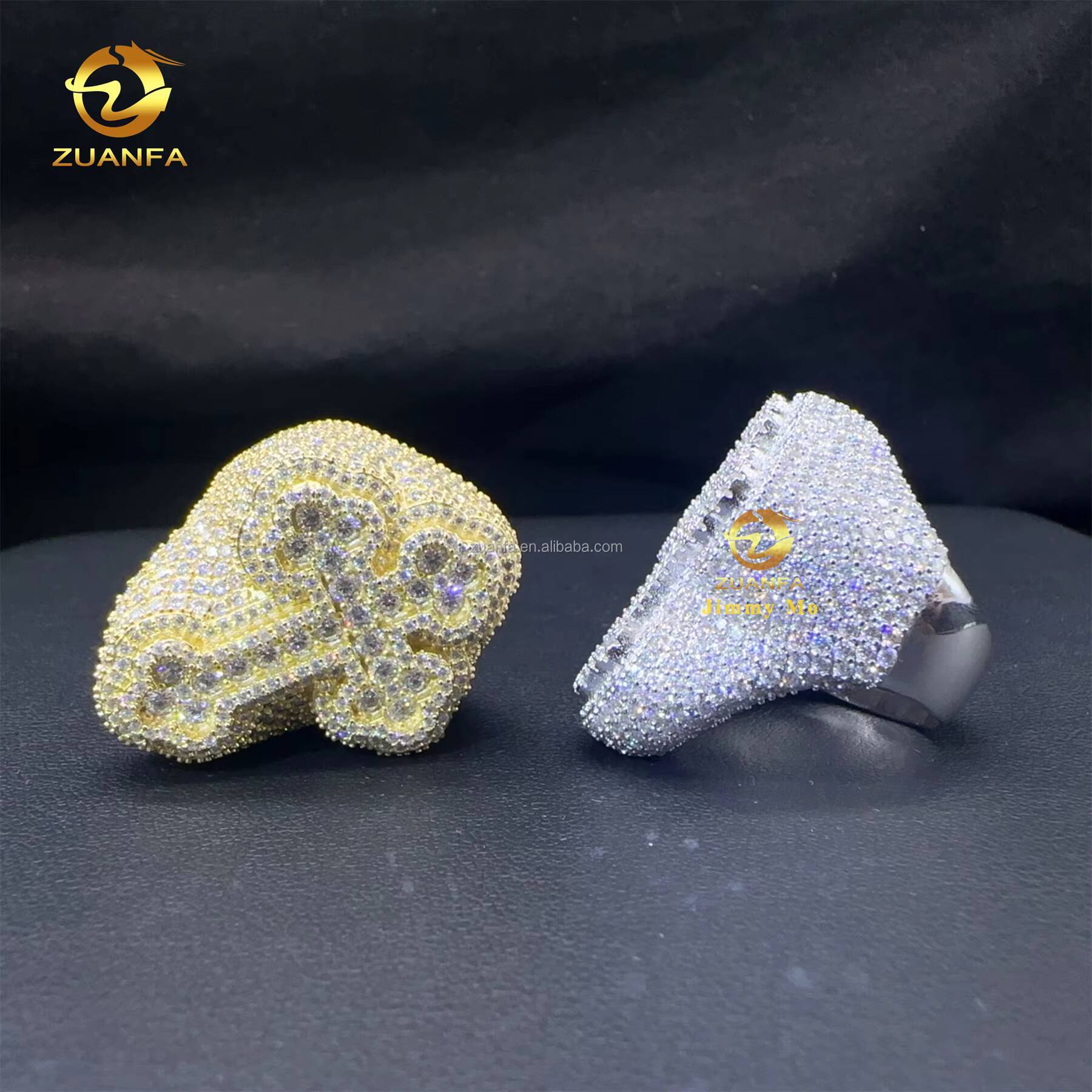 New Arrivals Bulk Stock Prong Setting High Quality Silver With Moissanite Diamond Hip Hop Iced Out Man Cross Ring With GRA