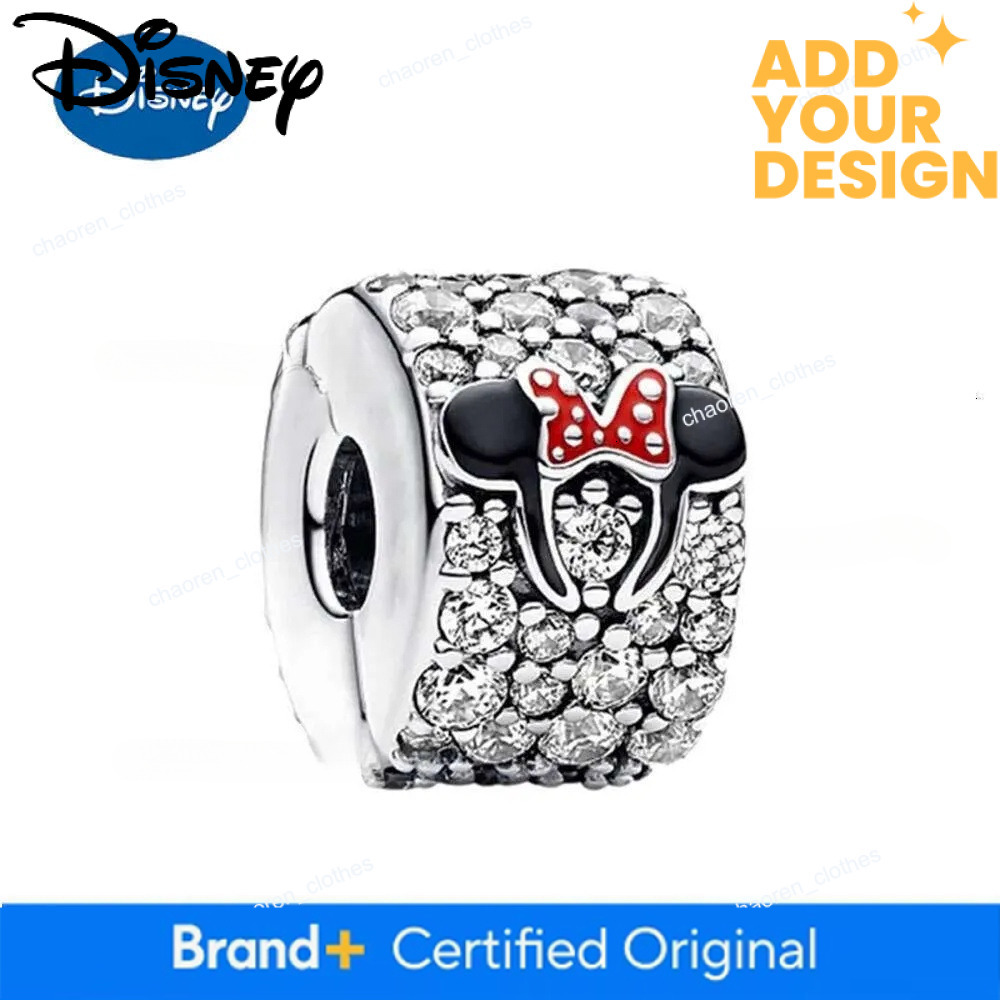 Designer jewelry Disney 925 Silver Miniso Minnie Headband Pendant Clip Mickey Necklace Ring Open Fit Original Bead Bracelets DIY Accessories luxury Je