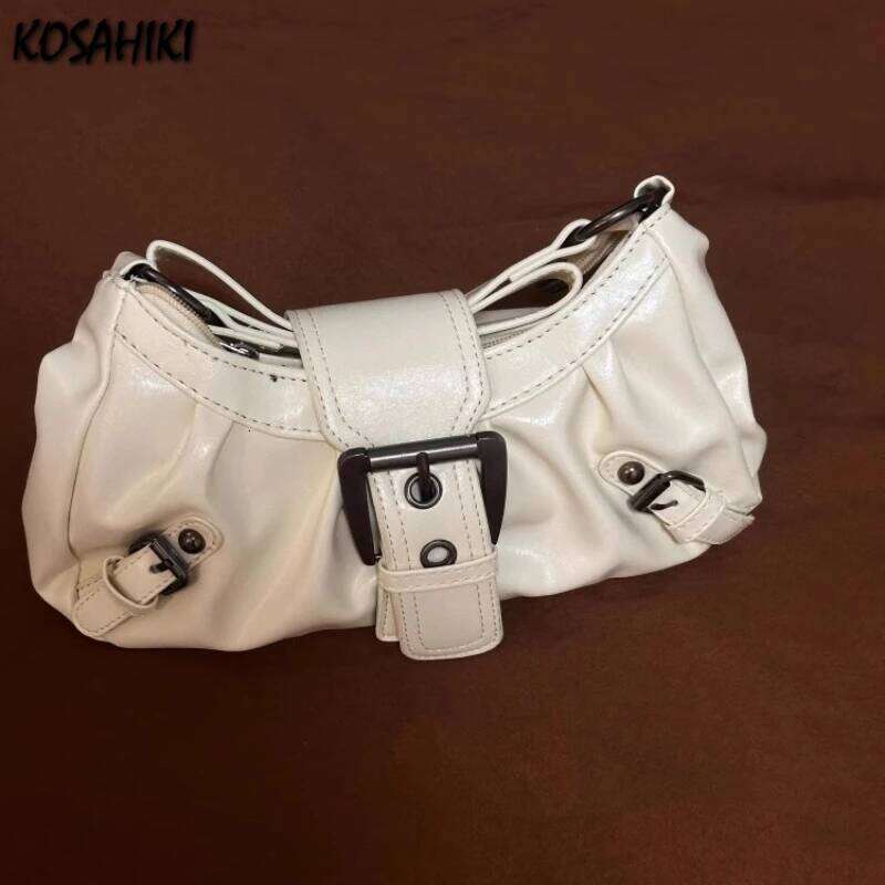 Vintage Y2k Aesthetic Pleated Underarm Bag Luxury Design Office Lady Women's Handbags All Match Ins Casual Shoulder Bags Fashion C260204