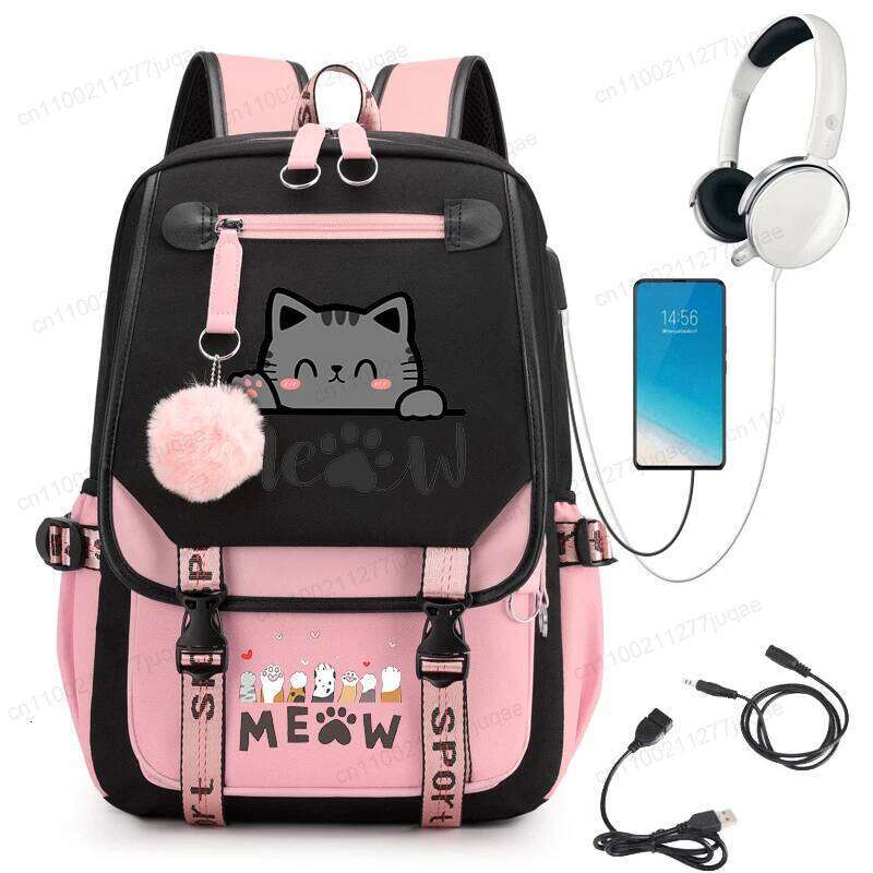 Kawaii Cat Anime Cartoon Bag New Fashion Back To Cute Backpack School Bags for College Student Mochila Z260202