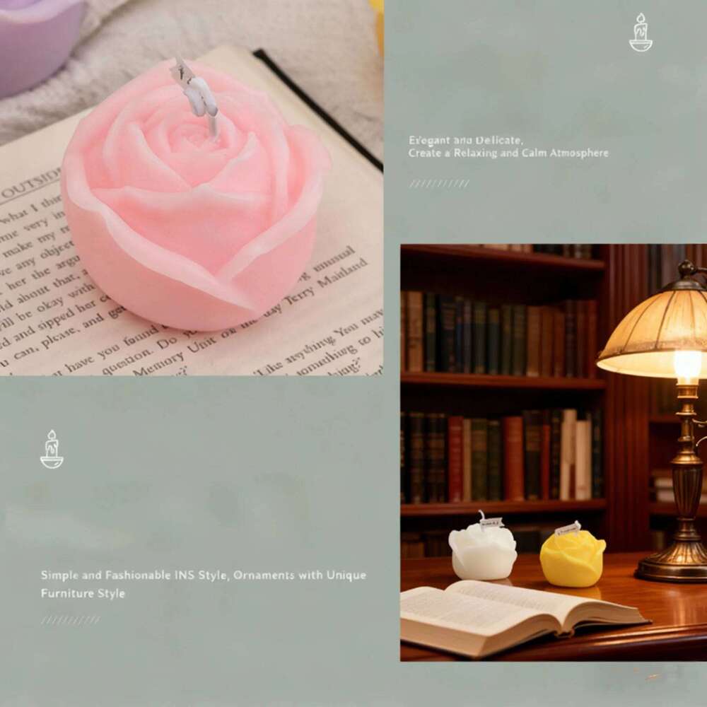 Rose Scented Aromatherapy Candle Gift Set, Floral Shaped Soy Wax Candles for Wedding Birthday Anniversary, Romantic Home Decor S260204
