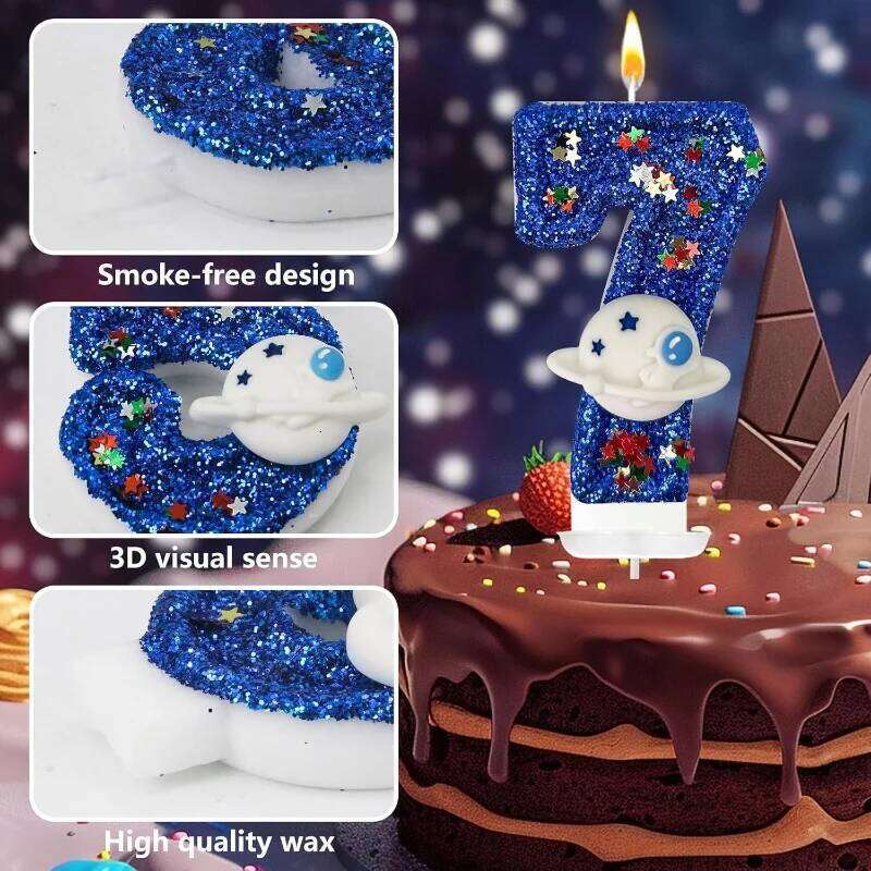 Blue Planet 0-9 free combination digital candles, candles are perfect for high-end baking cake decoration at birthday p S260204