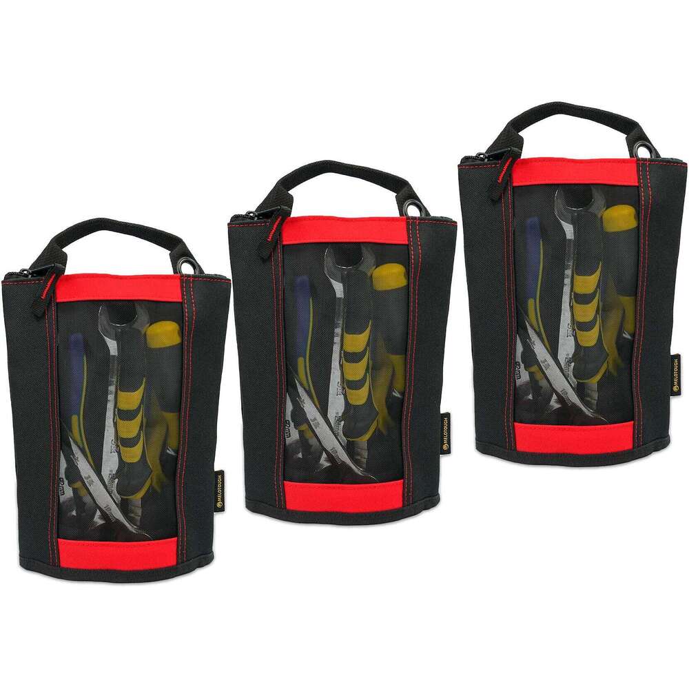 MELOTOUGH Canvas Tool Pouch Zipper Bag -Fastener bag with Mesh Window and Hanging Grommets 2 pack Z260204
