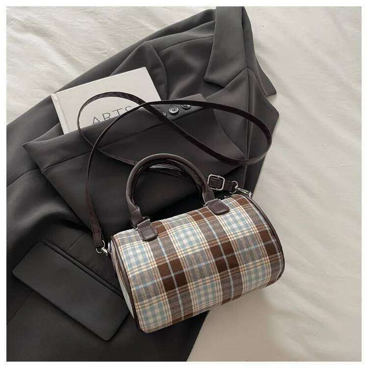 Sweet Bow Girls Crossbody Pillow Bags Versatile Vintage Plaid Ladies Shoulder Bag Lightweight Portable Women Handbag Purse C260204