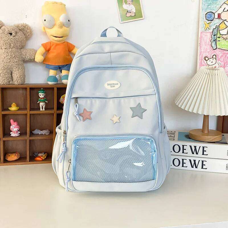 Japanese Y2k Aesthetic Transparent Backpack Women Students Casual Kawaii Star Schoolbag Girl High-capacity Preppy Backpacks Z260202
