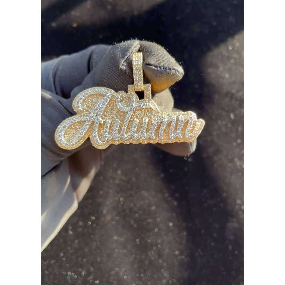 Top Seller GRA Certified VVS Moissanite Diamond Custom Name Pendant Necklace With Gold Plated 925 Silver Jewelry At Low Price