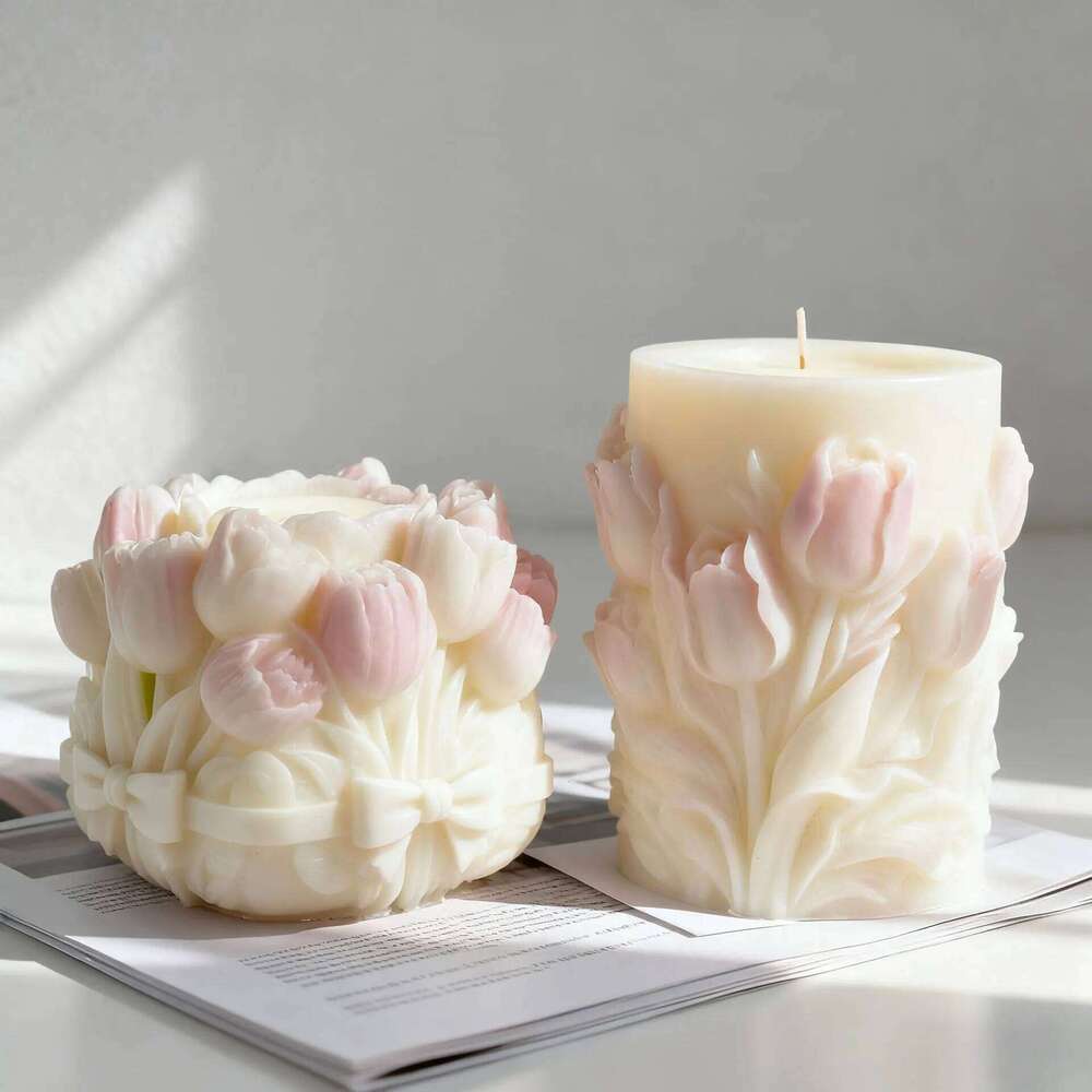 Tulip Flower Ball Candle Floral Sphere Silicone Mold DIY Aromatherapy Wax Plaster Diffuser Stone Home Decor S260204