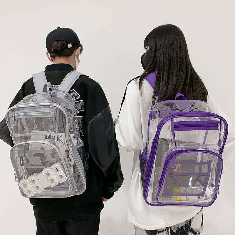 2025 NEW PVC Backpack See Through Clear Bookbags Transparent backpacks school backpack for college students mochila mujer Z260202