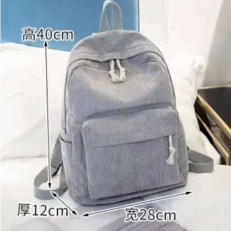 Soft Corduroy Women Female Travel Teenage Girls Striped School Backpack Large Capacity Book Bag Z260204