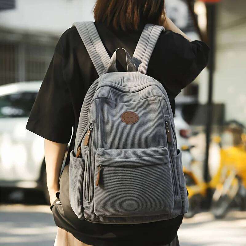 Women's Olive Green Corduroy Backpack Large Capacity Backpacks Casual Daypack Work Travel Ideal Gift for Students School Z260202