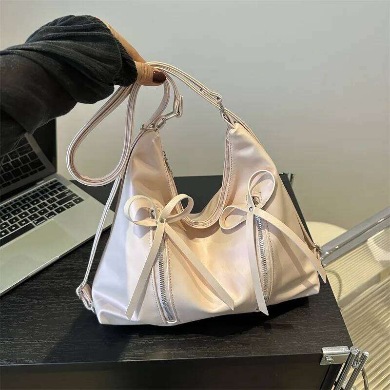 Fashion Bow Gentle Shoulder Niche Korean Version Women's Armpit Bag, New Versatile Tote Bags C260204