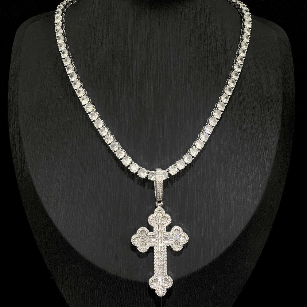 New Style Cloud Cross Inlaid Diamond European and American HipHop Tennis Chain Trendy Pendant Necklace