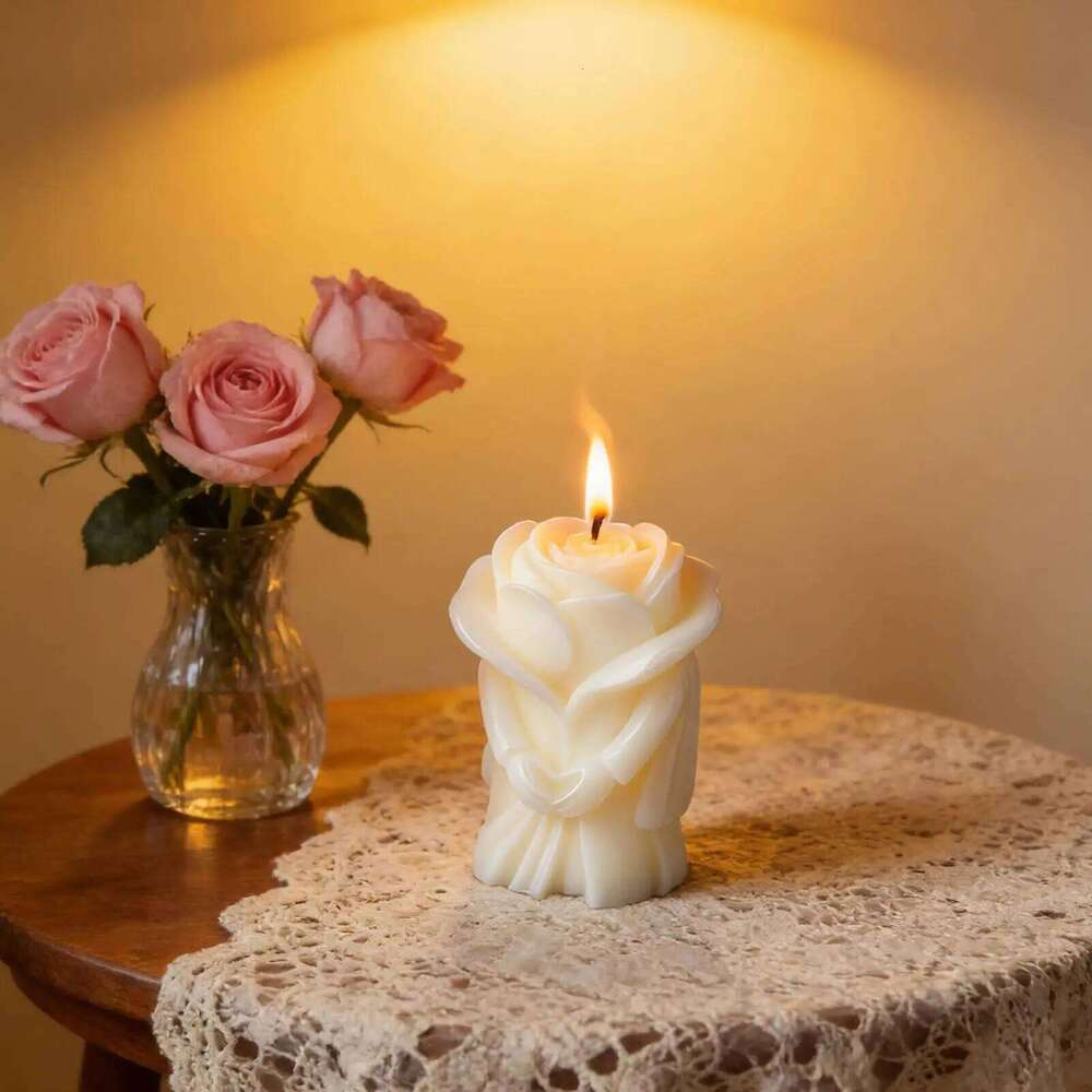 Valentine's Day Candle Long-Lasting Scented Candles Rose Flower Lover Decorations for Home Wedding Decor Holiday Girlfriend S260204