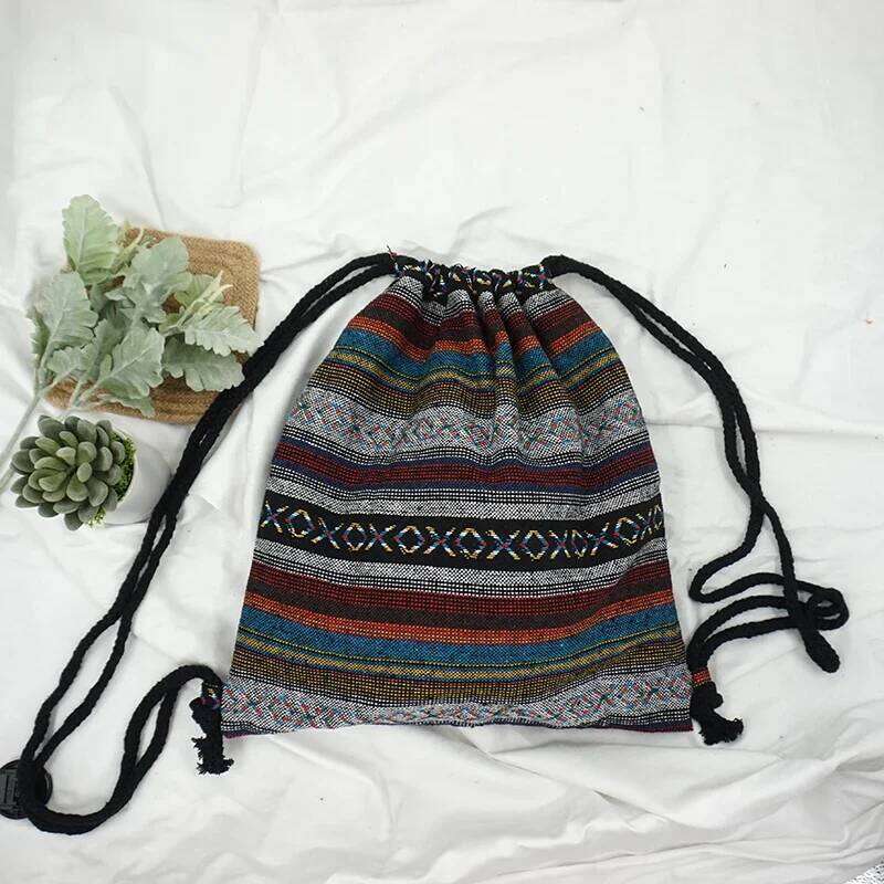 2025 Women Fabric Backpack Female Gypsy Bohemian Boho Chic Aztec Ibiza Tribal Ethnic Cottage Soft Brown Drawstring Rucksack Bags Z260204