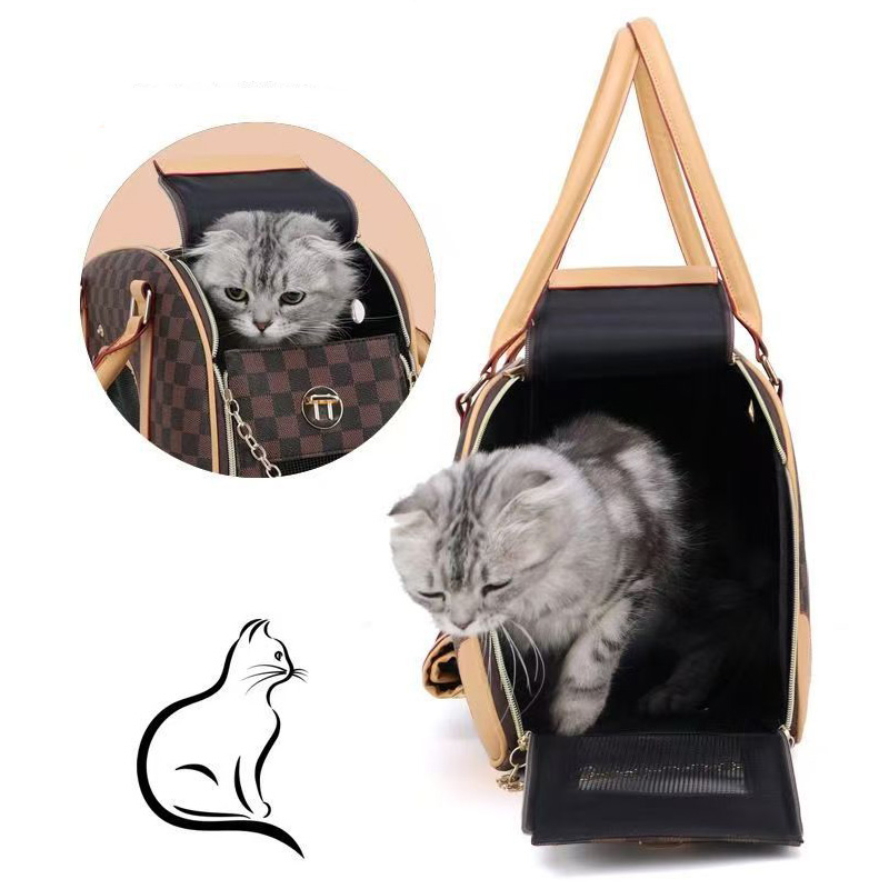 Women's PU Leather Handheld Pet Carrier Bag Large Space Breathable Multi-functional for Cats Dogs Outdoor Travel & Commute