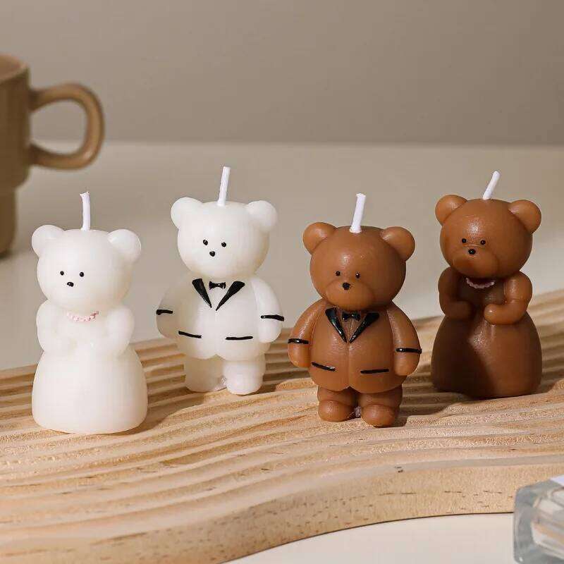 Cute Couple Bear Aromatherapy Home Decor Handmade Lavender Scented Candles Wedding Valentine's Day Gift S260204