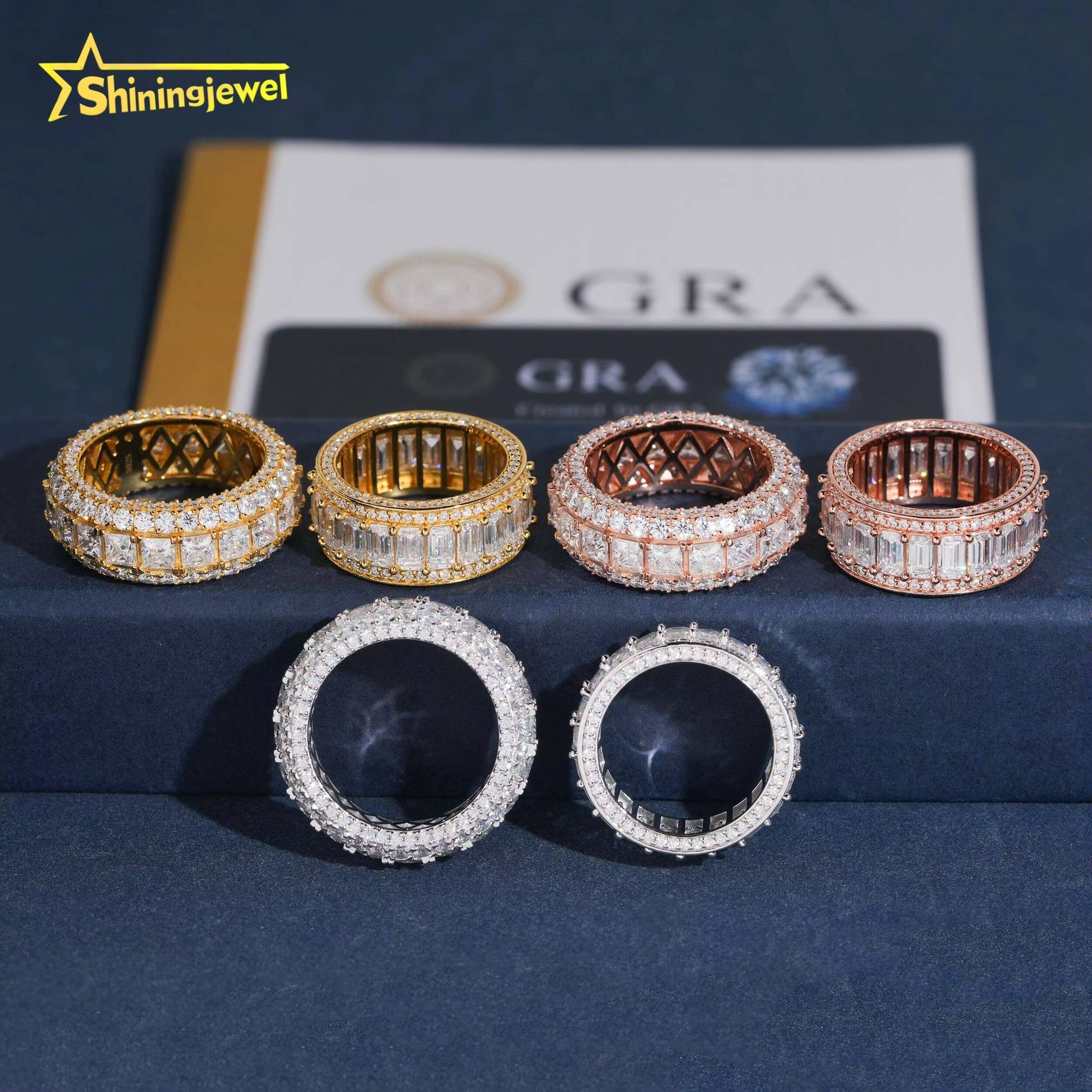 New Arrivals Hip Hop Design 925 Sterling Silver Iced Out Men Eternity Moissanite Diamond Ring