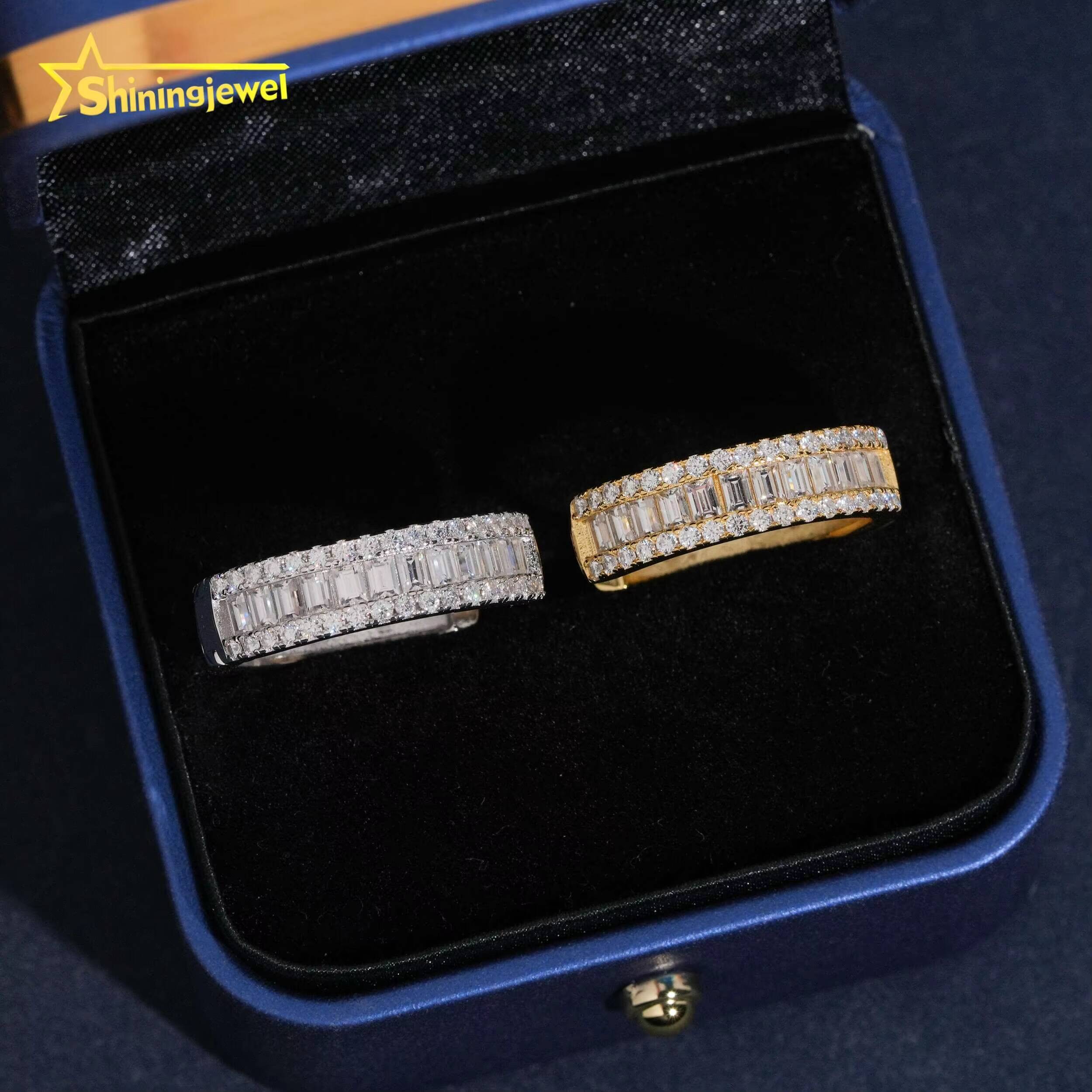 GRA Certificate Iced Out Baguette Moissanite Hoop Earrings 925 Sterling Silver Hip Hop Women Fine Earrings