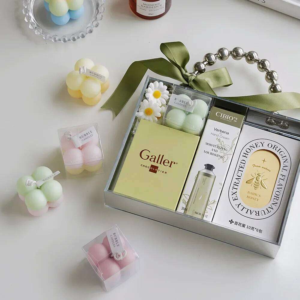 Bubble Cube Bicolor Handmade Scented Aromatherapy Soy Wax Candle Wedding Birthday Candles Party Home Decoration S260204