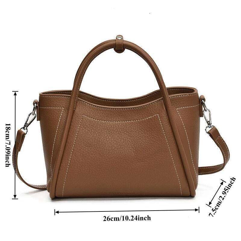 New Women's Retro Autumn and Winter PU Square Casual Handbag Daily Large Capacity Shoulder Multifunctional Crossbody Bag C260204