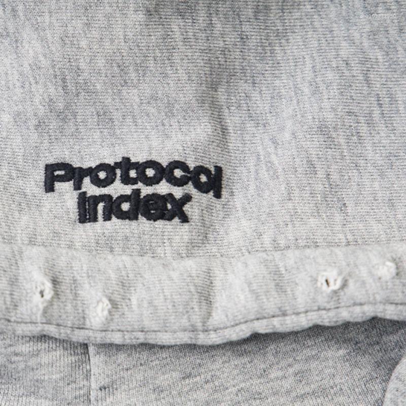 Men's Jackets Retro Old Protocol Index Hoodie Autumn Casual Loose Hooded Sweatshirt Patchwork Pattern Print Zipper Cardigan Streetwear
