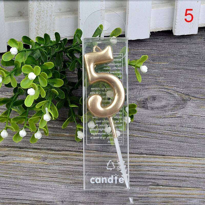1Pcs Gold Happy Birthday Number Candles 0 1 2 3 4 5 6 7 8 9 Cake Topper Kids Girls Boys Bar Baby Party Supplies Decoration S260204
