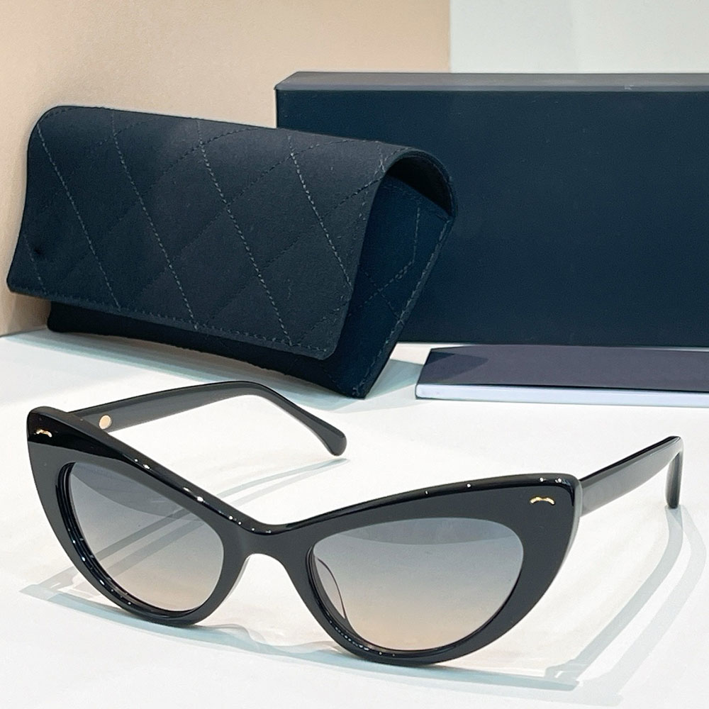 CAT EYE SUNGLASSES luxury designer womens sunglasses 71774 Light Gray Lenses black acetate frame fashion sun shading sunglasses high quality UV400 Protection