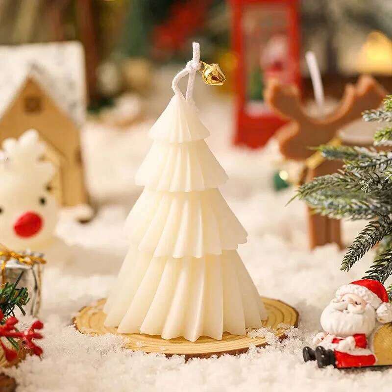 2026 8X5cm Christmas Tree Soy Wax Desktop Ornaments Home Decoration Creative Souvenirs Cyclone Shape Aromatherapy Candles Gifts S260204