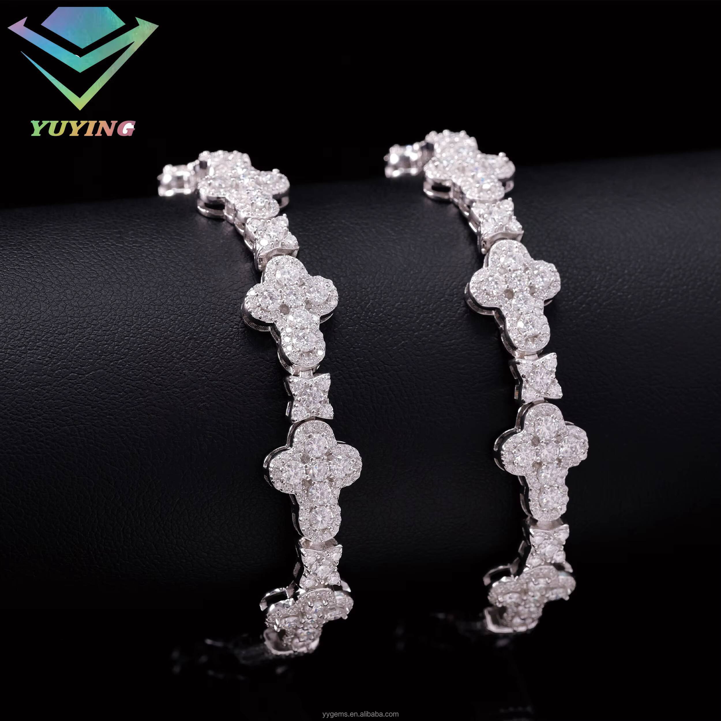 Hot Sale 15mm Small Cross Iced Out Moissanite Cuban Link Chain S925 Silver Pass Diamond Test VVS Moissanite Diamond Chain