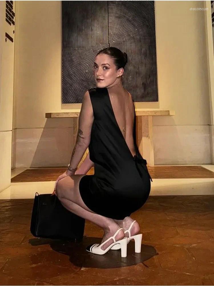 Casual Dresses Mini Dress For Women Sexy Backless Bow Clothes Sleeveless Tank Femme 2026 Party Elegant Evening Woman