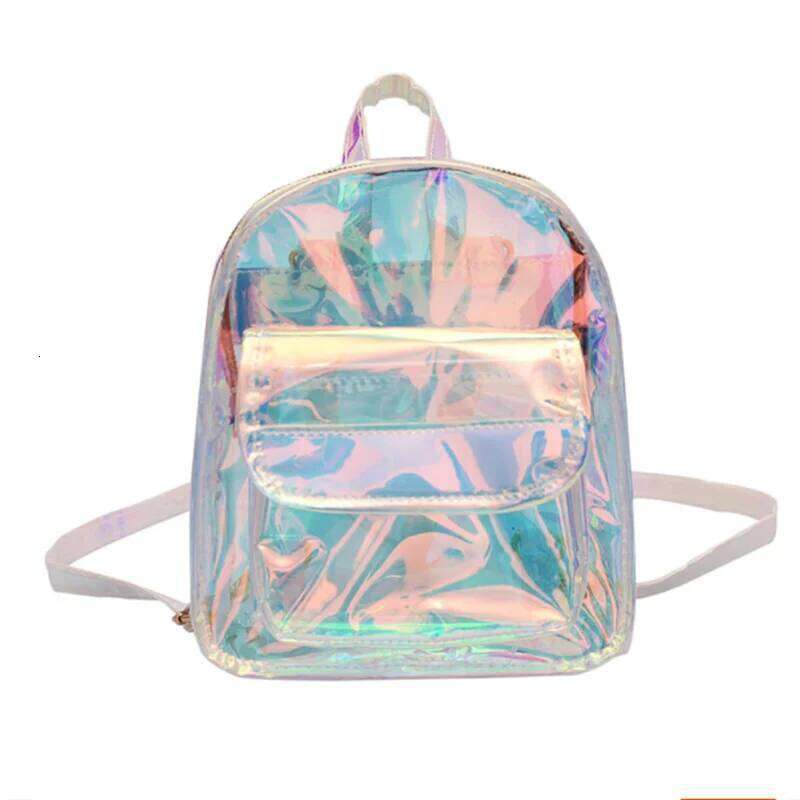 PVC Transparent Clear Women Ita Harajuku School Bag For Teen Girls Rucksack Kawaii Holographic Backpack Z260204
