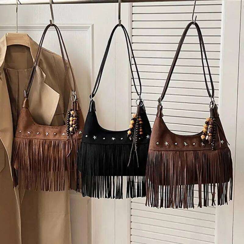 2025 Fall Winter New Women's Suede Crossbody Tote, Handbag, Shoulder Bag Purse with Long Strap C260204