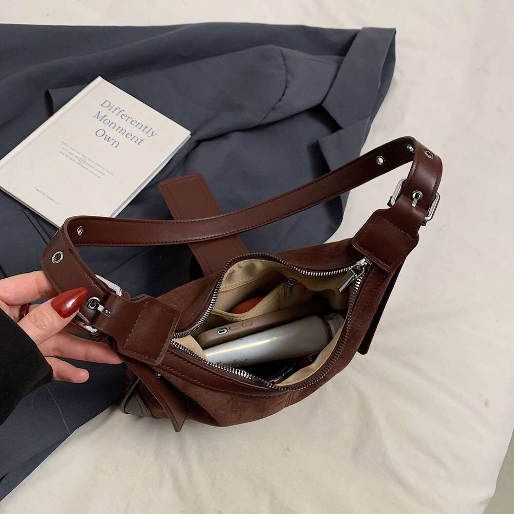 Faux Suede Leopard Shoulder Women New In 2025 PU Leather Vintage Handbags French Style Fashion Female Bags Designer Package C260204