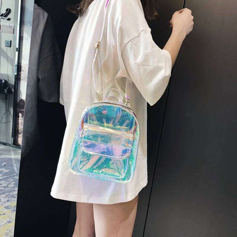 PVC Transparent Clear Women Ita Harajuku School Bag For Teen Girls Rucksack Kawaii Holographic Backpack Z260202