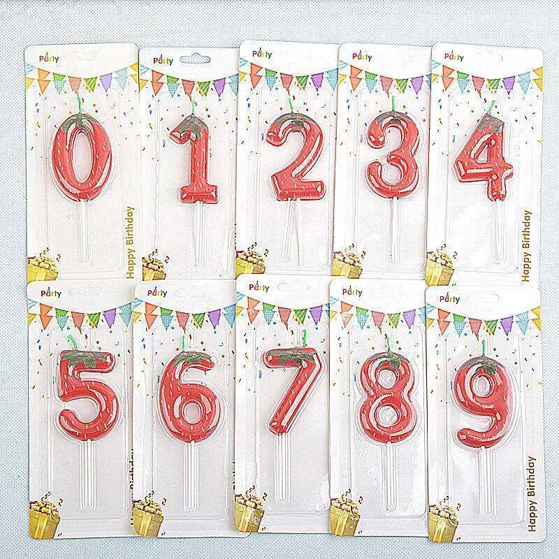 1pc Strawberry Cake Candle, 0-9 Number Perfect for Anniversary, Birthday & Party Decorations, Celebration Candle S260204