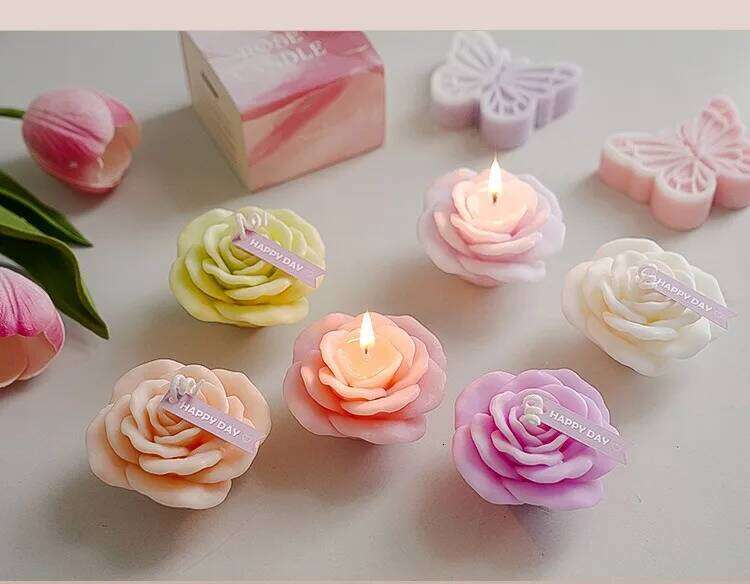 Handmade Rose Scented Aromatherapy Soy Wax Candle Wedding Birthday Candles Party Home Decoration Photo Props S260204 c85