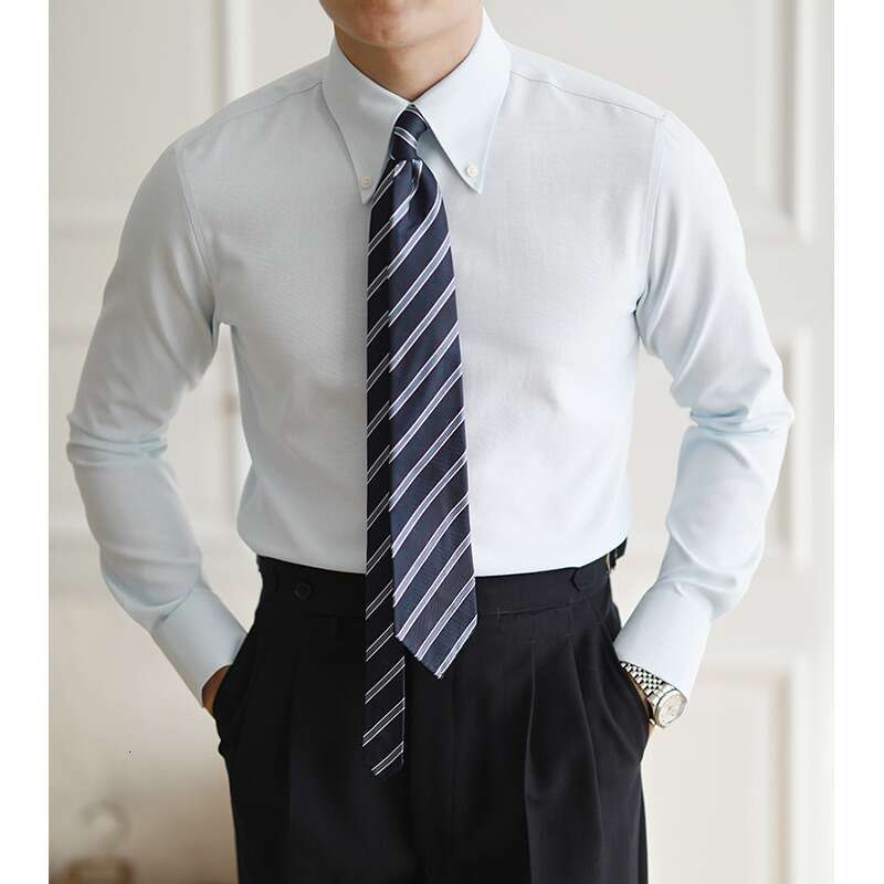 Italian slim fit shirt, men's long sleeved casual business dress big pointed collar shirt, size template according to product description