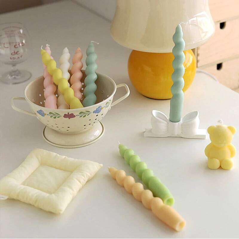 Ins Style Spiral Long Stem Candle Aromatherapy Wedding Birthday Candles Smokeless Soy Wax DIY Party Home Decoration S260204
