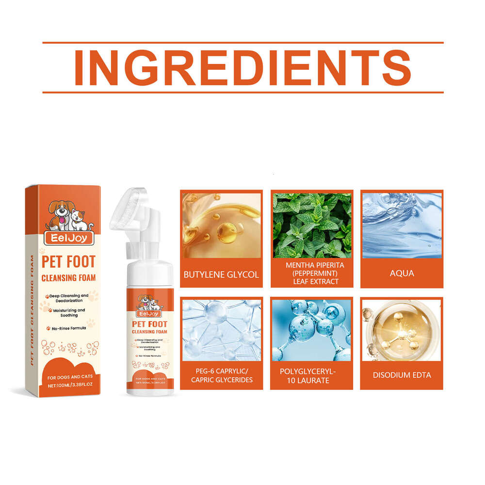 EelJoy Foot Foam Cats Dogs, Gentle Paw Cleaner for Ear Wax and Odor Removal S260203