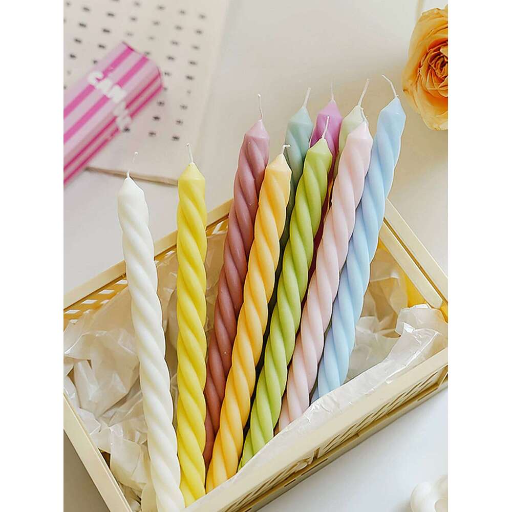 25cm Double Spiral Long Stick Scented Candles, Smokeless Handmade, Valentine's Day Wedding Proposal Anniversary Party Decor S260204