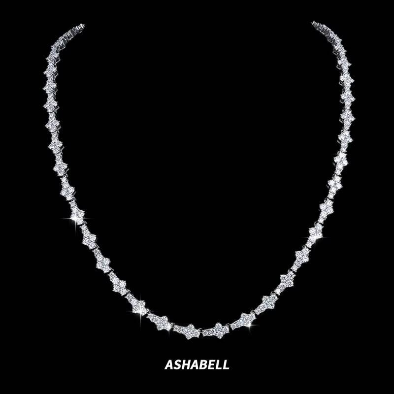 Ready to Ship Moissanite Chain Hip Hop 925 Sterling Silver Cross Moissanite Tennis Chain Necklace for Men and Women