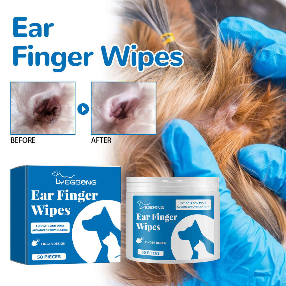 Yegbong Pet Wipes Finger Cots for Removing Wax and Mites Ear Cleaning Care S260203