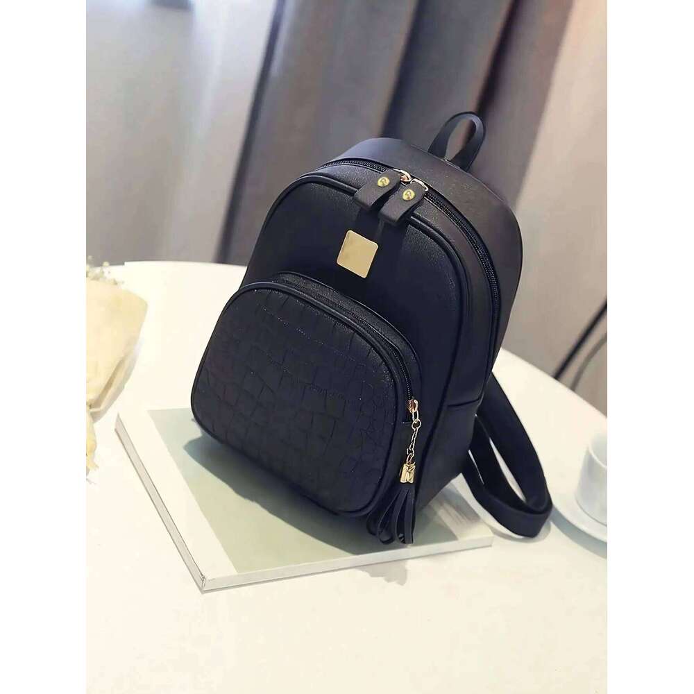 1psc Women'S Fashionable Lychee Pattern Backpack Is Suitable For Girls, White-Collar Workers, Travel And Daily Commuting Z260202