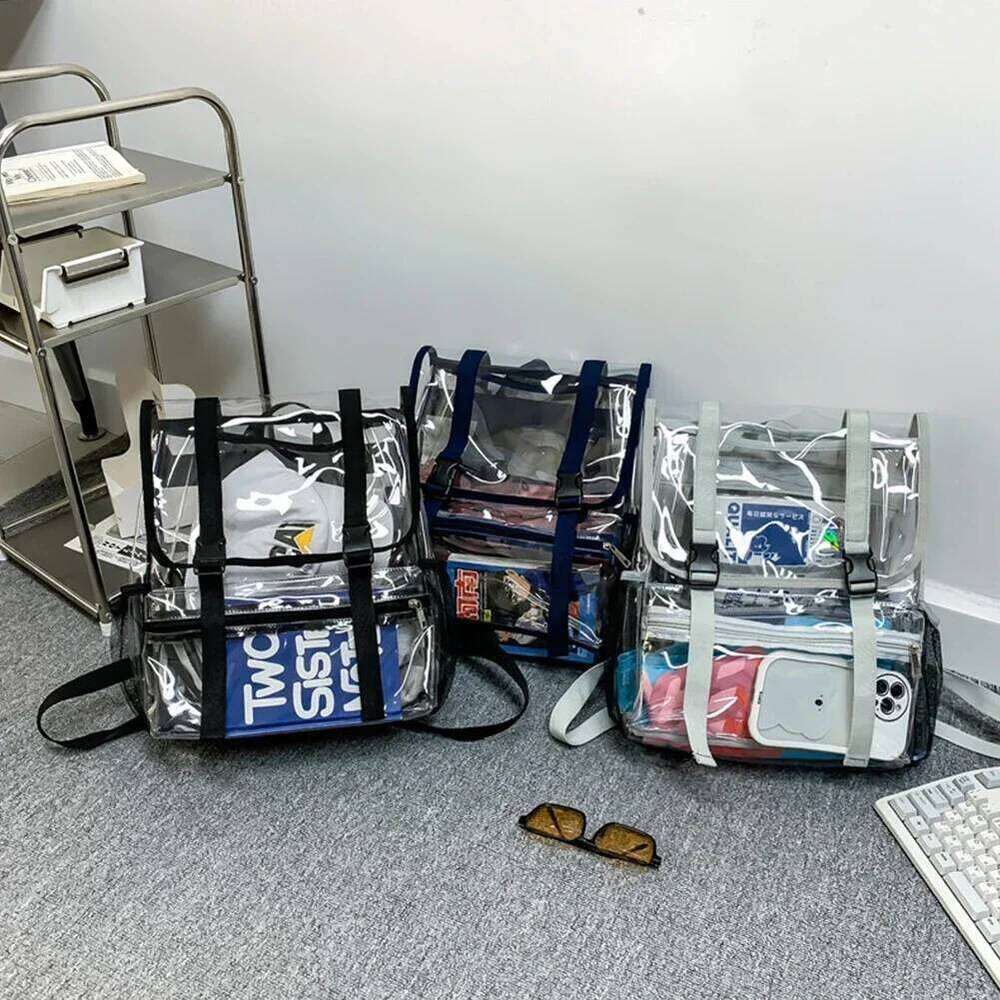 Transparent PVC College Student Rucksack Fashion School Backpack Waterproof Large Capacity See Through Solid Clear Bag for Women Z260202