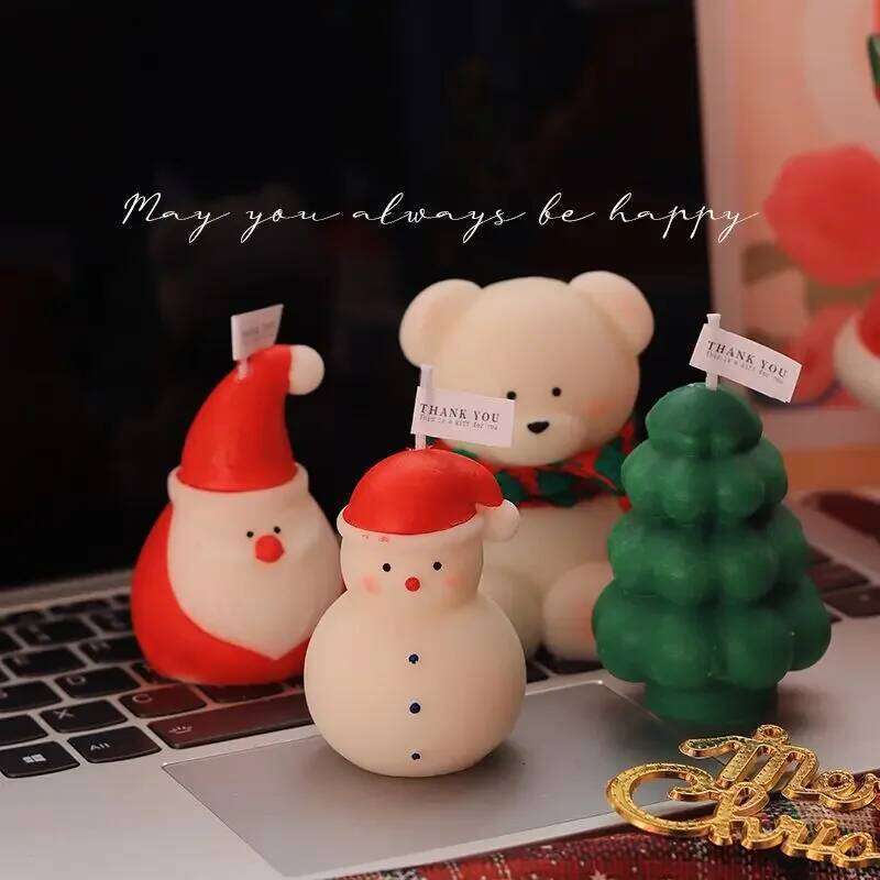 Aromatherapy Candle Gift Box Decorations Gifts for Eve Snowman Candles Gingerbread Man Christmas Tree S260204