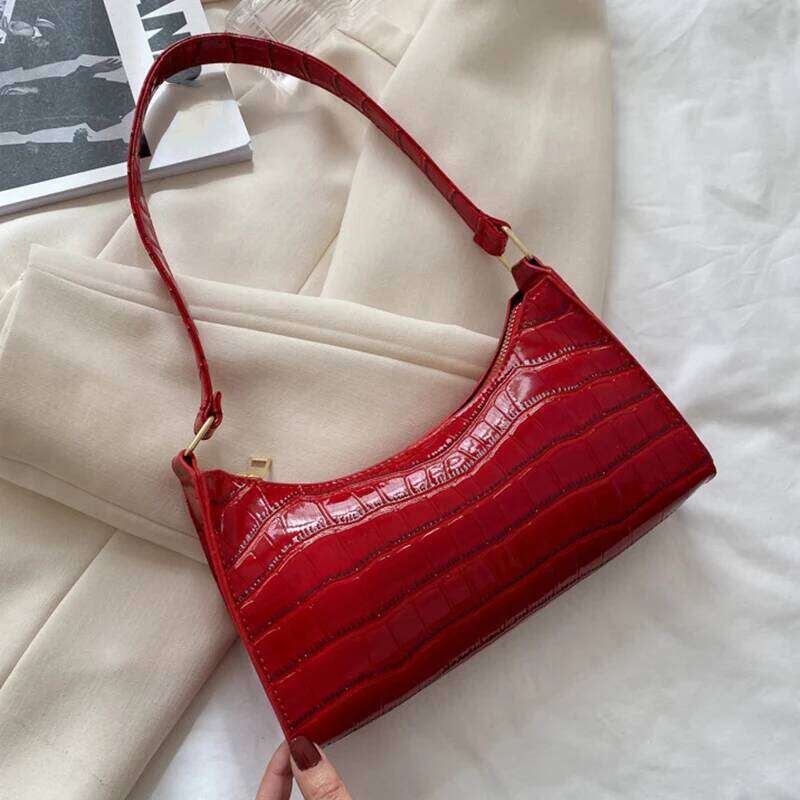 Fashion PU Leather Bags for Women Alligator Pattern Armpit Handbag Female Small Underarm Messenger Bag Purse C260204