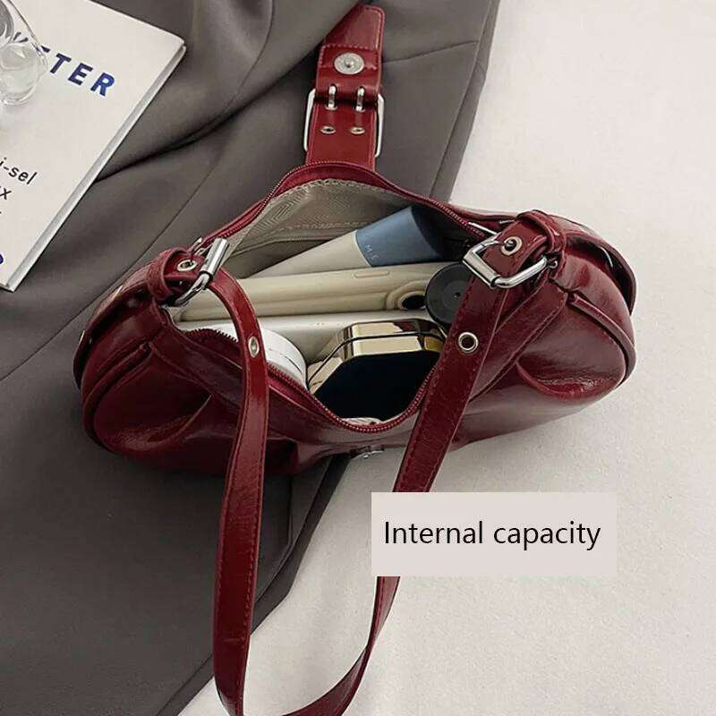 Leather Crossbody Y2K Women Clutch with Adjustable Strap Hobo Bag Underarm Purse for Travel Work Shopping C260204